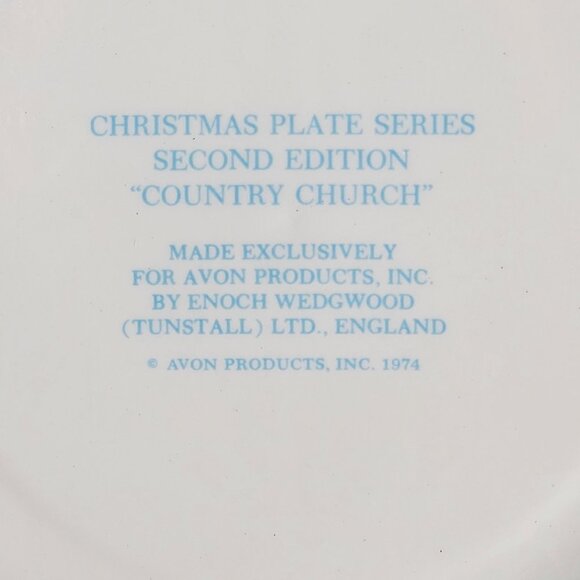 Avon Christmas Plate Series - 1974 - Country Church - by Enoch Wedgwood - Picture 4 of 5